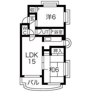 クレスト白鳥(2LDK/3階)の間取り写真
