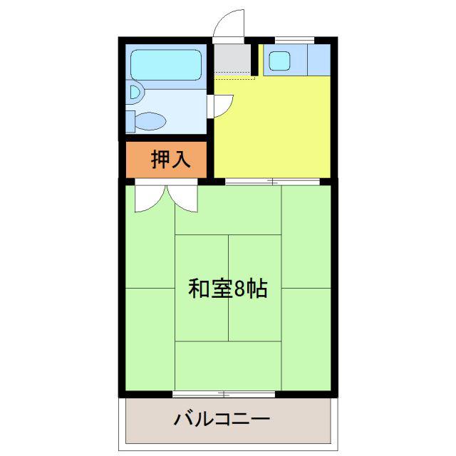 シャトウ山田(1DK/2階)の間取り写真
