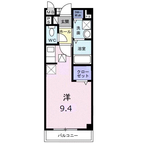 カーサ木太II(ワンルーム/1階)の間取り写真