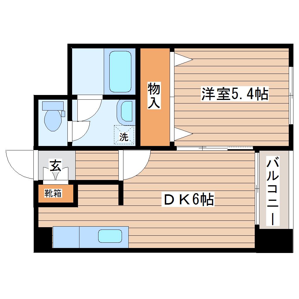 シェナンド土樋(1DK/3階)の間取り写真