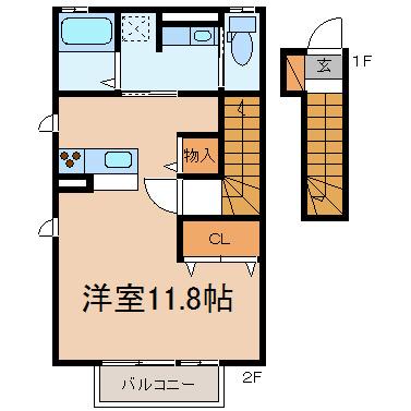 JR信越本線 長野駅(JR・しなの) 徒歩25分 2階建 築10年(ワンルーム/2階)の間取り写真