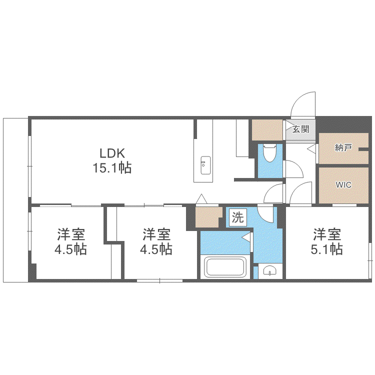 DPレジデンス南円山(3LDK/2階)の間取り写真