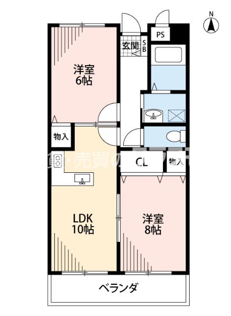 パレーシャル難波(2LDK/7階)の間取り写真