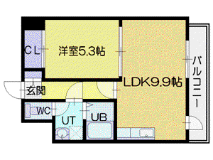 T-SQUARE(1LDK/5階)の間取り写真