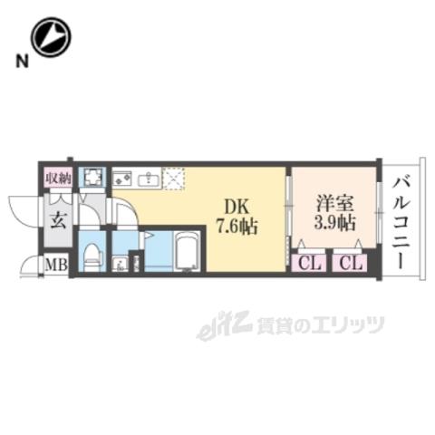 ベラジオレガシー葛野大路八条(1DK/3階)の間取り写真