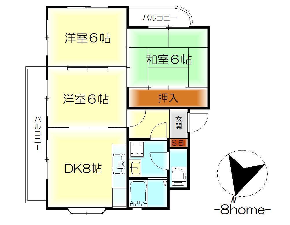 晴海コーポラス(3DK/2階)の間取り写真