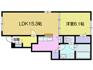 ノーブル ヴュー(1LDK/1階)の間取り写真
