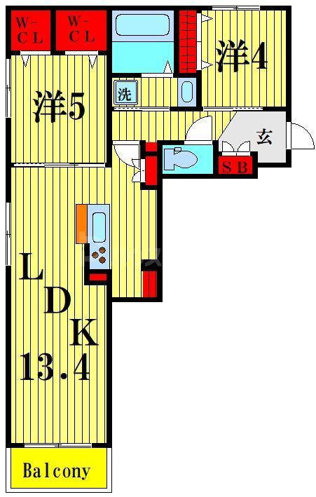 ウィステリアH&A(2LDK/4階)の間取り写真