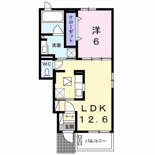 エクセレント有瀬I(1LDK/1階)の間取り写真