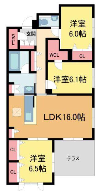 CELFENA宝塚・川面 HAUTDOGAMME(3LDK/1階)の間取り写真
