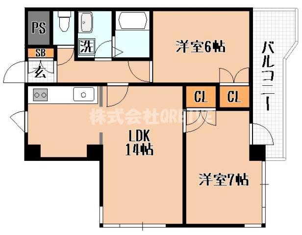 アルボーレヴィラ(2LDK/3階)の間取り写真