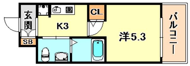 エスリード神戸ウエスト(1K/8階)の間取り写真