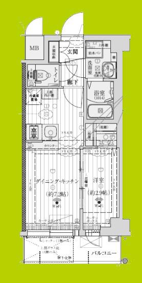 ファーストフィオーレ新町ファジスタ(1LDK/4階)の間取り写真