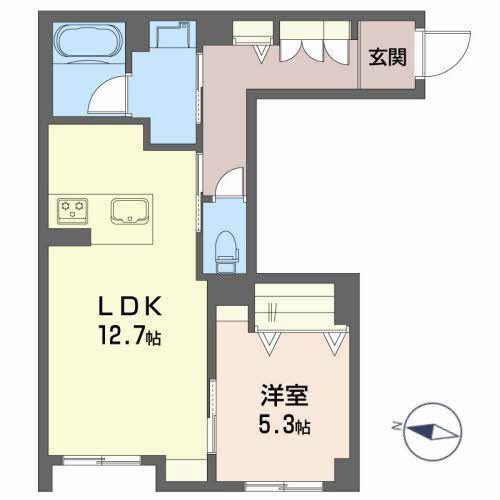 リ・カーサ(1LDK/1階)の間取り写真