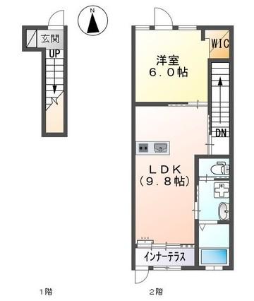GNO.1 四方良(1LDK/2階)の間取り写真