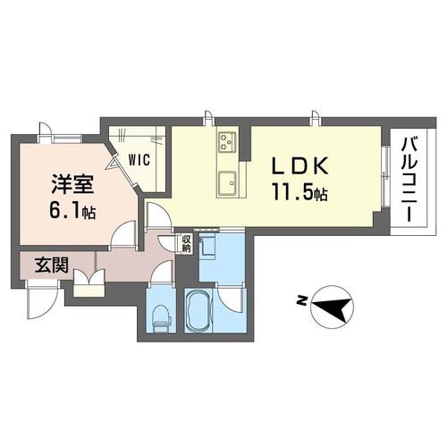 トリコロールK(1LDK/3階)の間取り写真
