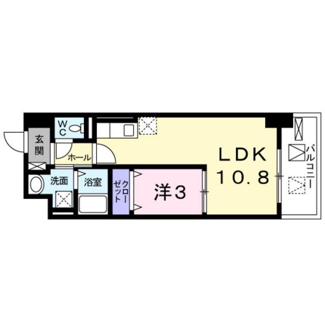 ゴールイン(1LDK/2階)の間取り写真