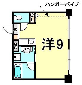 オーラ・コート杭瀬(ワンルーム/2階)の間取り写真