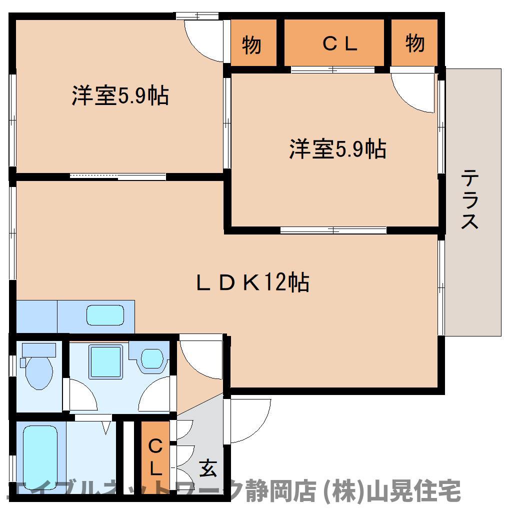 ルミエールハイムB棟(3DK/1階)の間取り写真