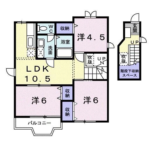 ヴィレット 日高B(3LDK/2階)の間取り写真