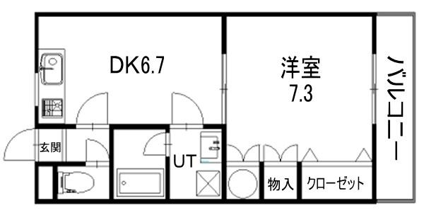 ハイツグリンサイド3(1DK/2階)の間取り写真