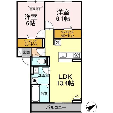 グランツ(2LDK/2階)の間取り写真