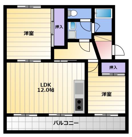 たかみマンション(2LDK/2階)の間取り写真
