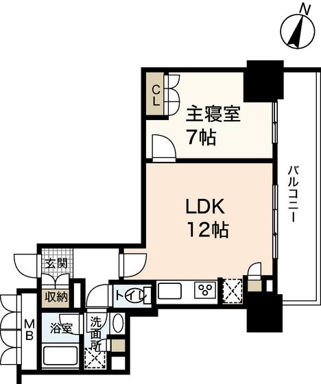 グランクロスタワー広島 アイコート(1LDK/11階)の間取り写真