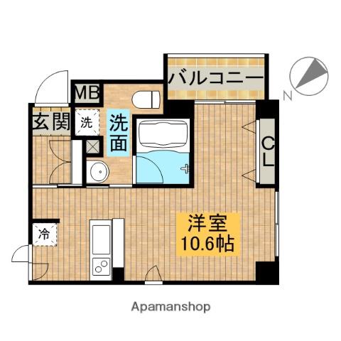 TKアンバーコート宿院(ワンルーム/4階)の間取り写真