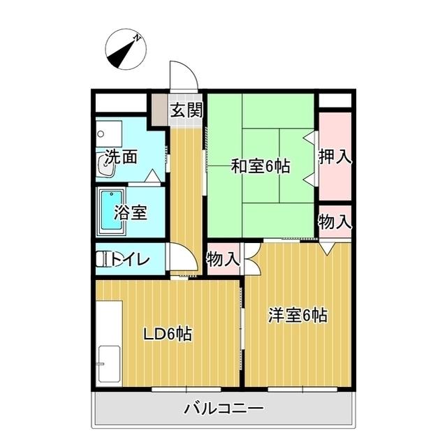 カレント大井が丘(2DK/2階)の間取り写真