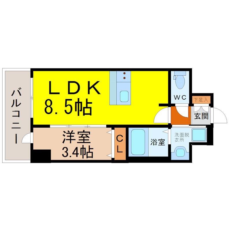 プレサンス鶴舞パークグラッド(1LDK/10階)の間取り写真