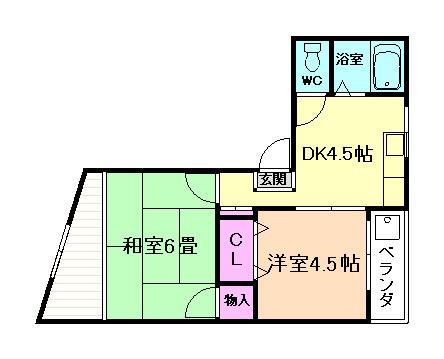 メゾン石橋(2DK/2階)の間取り写真