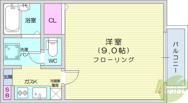 ディアコート泉(1K/2階)の間取り写真