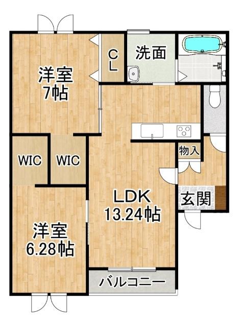 トレイブルックY館(2LDK/2階)の間取り写真