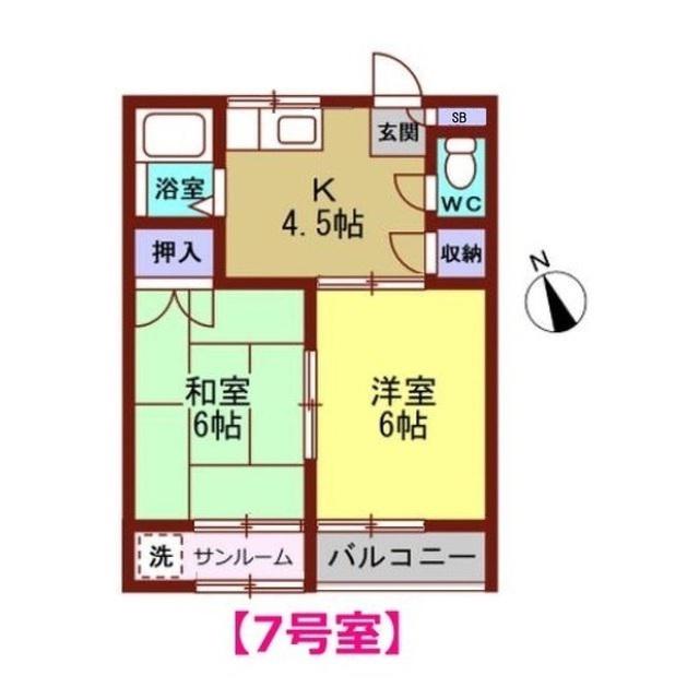 ウエストII(2K/1階)の間取り写真