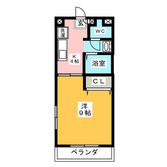 プリームム(1K/2階)の間取り写真