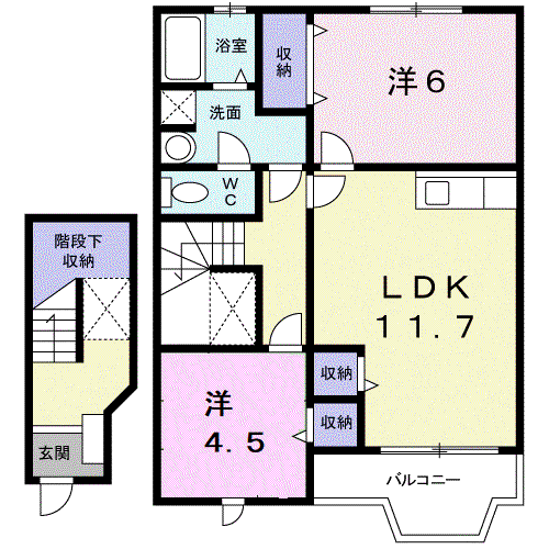 フローラ(2LDK/2階)の間取り写真