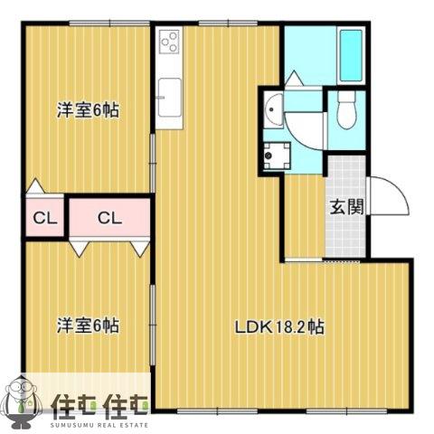 グリーンパーク根川B(2LDK/1階)の間取り写真