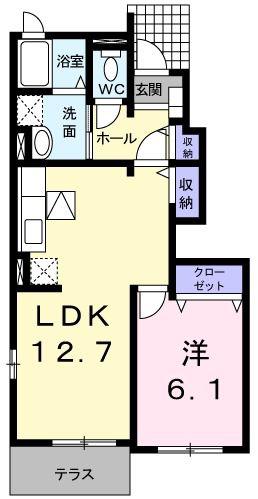 ノーブル北村(1LDK/1階)の間取り写真