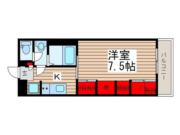 リブリ・MYU市原(1K/2階)の間取り写真
