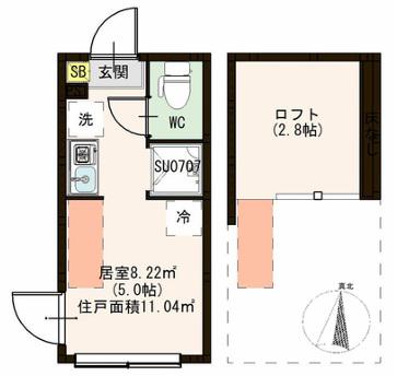 西荻北コーポK(ワンルーム/2階)の間取り写真