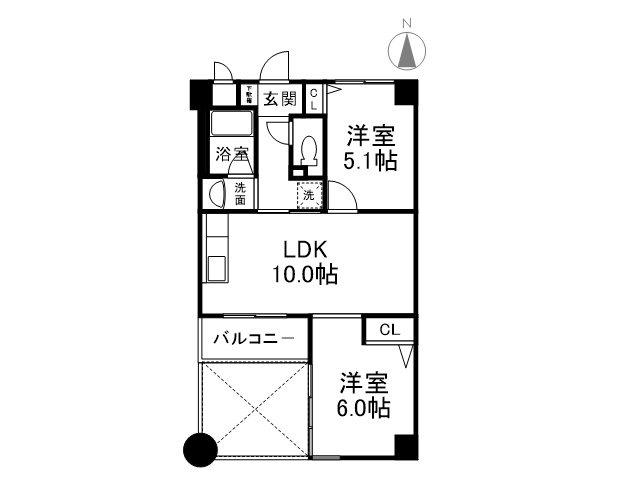 RESIDENCE OKURAIII(2LDK/1階)の間取り写真