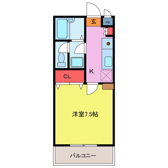ジオックス500(1K/1階)の間取り写真