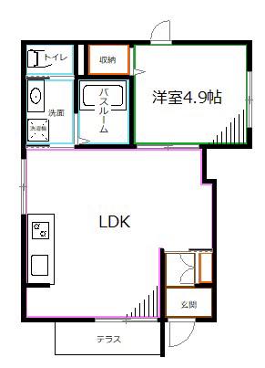 LUNA OGIKUBO(1LDK/1階)の間取り写真