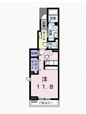 ベネディーレ II(ワンルーム/1階)の間取り写真