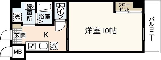 庚午サエキビル(1K/5階)の間取り写真