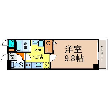 プラーチドII(1K/4階)の間取り写真