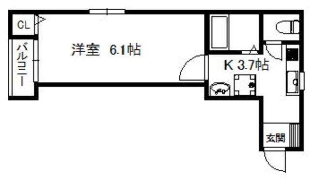 セレブマンション今宿 528(1K/3階)の間取り写真