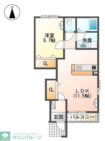 コンフォルトKII(1LDK/1階)の間取り写真