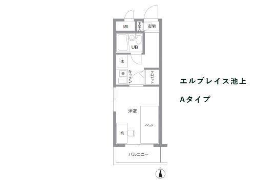 エルプレイス池上(1K/1階)の間取り写真